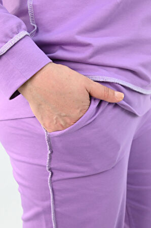 Kadın Büyük Beden Ters Dikişli Eşofman Takımı 8082