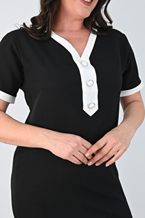 Kadın Büyük Beden Düğme Detaylı Elbise 5205-24