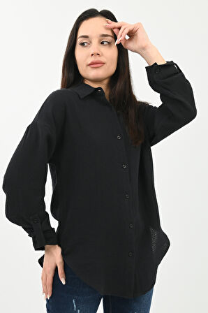 Kadın Kol Katlama Detaylı Gömlek 1713-25