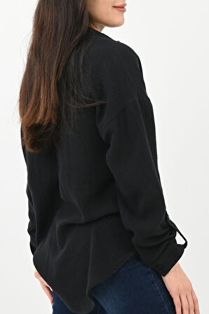 Kadın Kol Katlama Detaylı Gömlek 1713-25