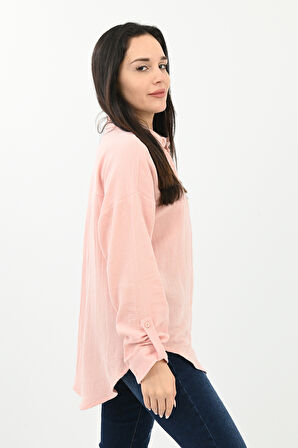Kadın Kol Katlama Detaylı Gömlek 1713-25