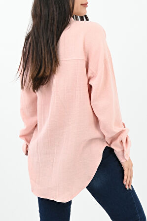 Kadın Kol Katlama Detaylı Gömlek 1713-25