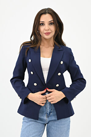 Kadın Gold Düğme Detaylı Blazer Ceket 0109-23