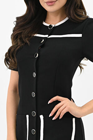 Kadın Dantel Detaylı Düğmeli Elbise 5208-24