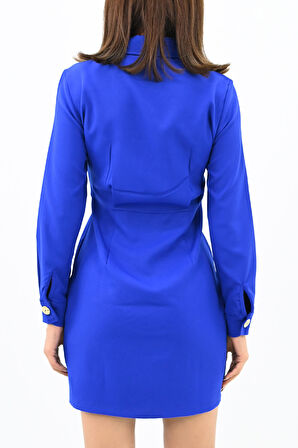 Kadın Gold Düğme Detaylı Elbise 5209-24