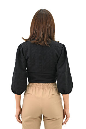 Kadın Balon Kol Detaylı Crop Gömlek 1719-25