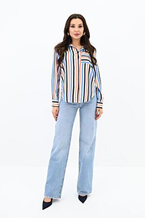 Kadın Desenli Klasik Gömlek 1753-24