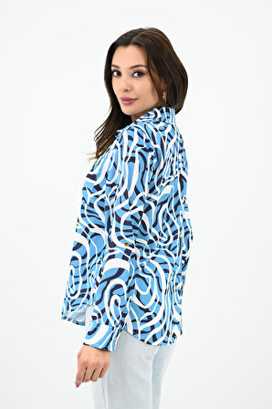 Kadın Desenli Klasik Gömlek 1753-24