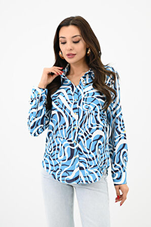 Kadın Desenli Klasik Gömlek 1753-24