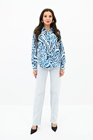 Kadın Desenli Klasik Gömlek 1753-24