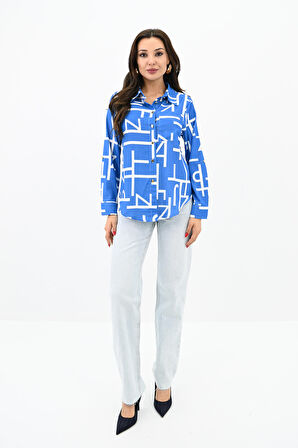 Kadın Desenli Klasik Gömlek 1753-24