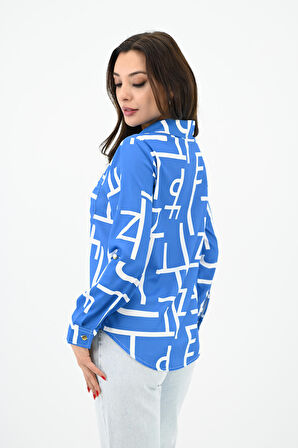 Kadın Desenli Klasik Gömlek 1753-24