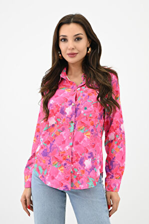 Kadın Desenli Klasik Gömlek 1753-24