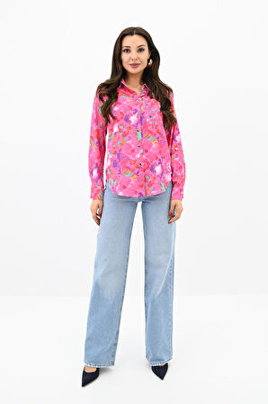 Kadın Desenli Klasik Gömlek 1753-24