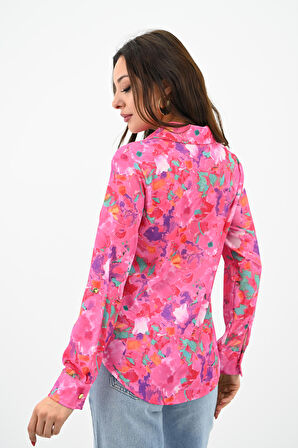 Kadın Desenli Klasik Gömlek 1753-24