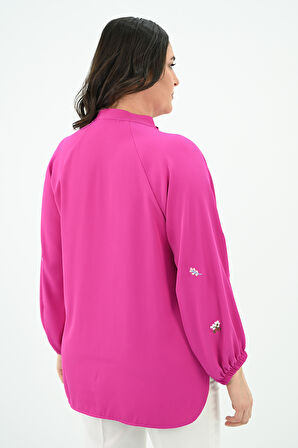 Kadın Nakış Detaylı Uzun Kollu Bluz 1715-24