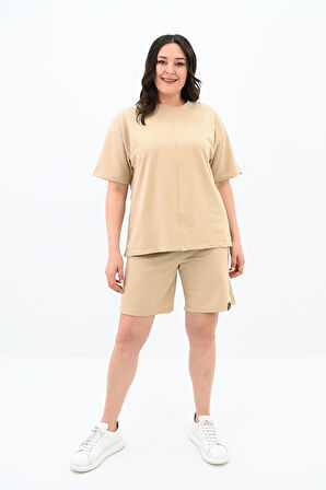 Kadın Büyük Beden Kol Detaylı Şortlu Takım 8101-24