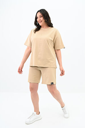 Kadın Büyük Beden Kol Detaylı Şortlu Takım 8101-24