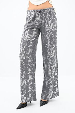 Kadın Varak Baskılı Palazzo Pantolon 6272-24