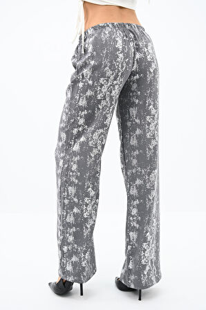 Kadın Varak Baskılı Palazzo Pantolon 6272-24