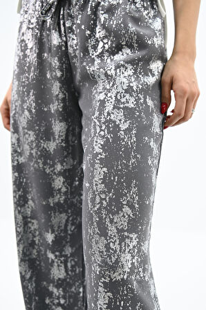 Kadın Varak Baskılı Palazzo Pantolon 6272-24