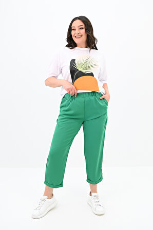 Kadın Büyük Beden Baskı Detaylı T-shirt Takım 8105-24
