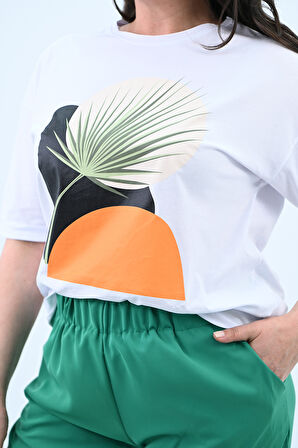Kadın Büyük Beden Baskı Detaylı T-shirt Takım 8105-24