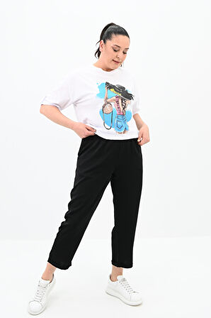 Kadın Büyük Beden Oversize T-shirt Takım 8104-24