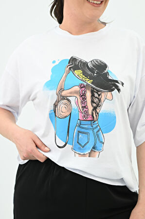 Kadın Büyük Beden Oversize T-shirt Takım 8104-24