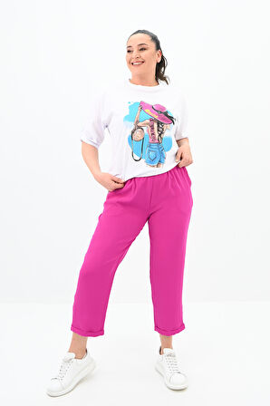 Kadın Büyük Beden Oversize T-shirt Takım 8104-24