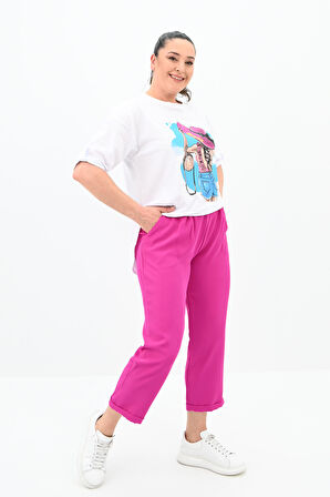 Kadın Büyük Beden Oversize T-shirt Takım 8104-24