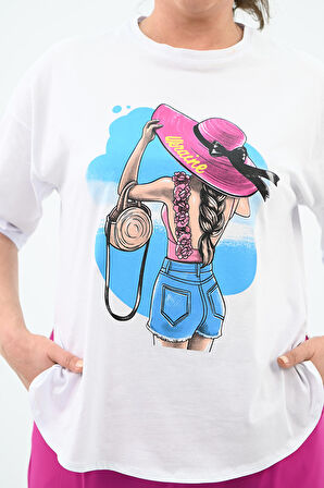Kadın Büyük Beden Oversize T-shirt Takım 8104-24