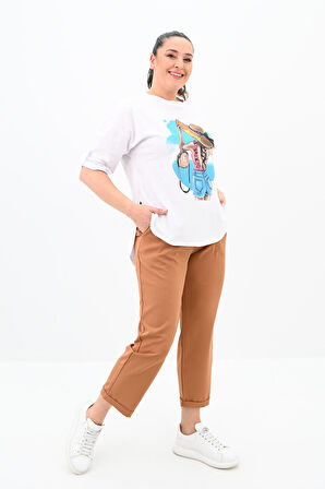 Kadın Büyük Beden Oversize T-shirt Takım 8104-24