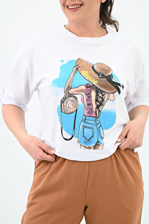 Kadın Büyük Beden Oversize T-shirt Takım 8104-24