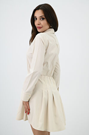 Kadın Çizgili Gömlek Elbise 0012 8097