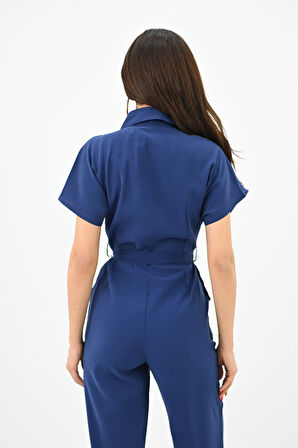 Kadın Yarım Kollu Belden Bağlamalı Tulum 0015 1572