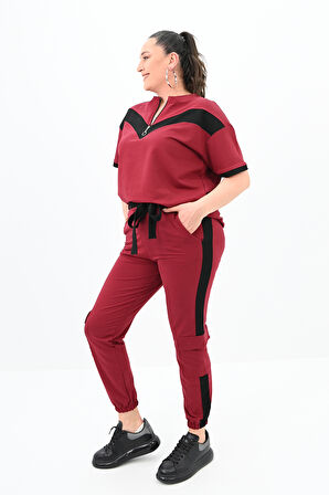 Kadın Büyük Beden Yarım Fermuarlı Eşofman Takımı 8109-24