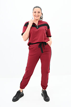 Kadın Büyük Beden Yarım Fermuarlı Eşofman Takımı 8109-24