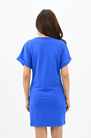 Kadın Kısa Kollu Cep Detaylı Elbise 5221-24