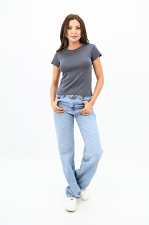 Kadın Kısa Kollu Basic T-shirt 1775-25