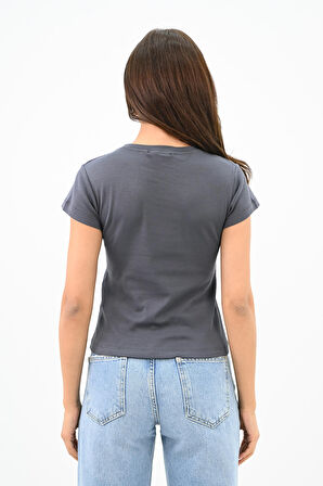 Kadın Kısa Kollu Basic T-shirt 1775-25