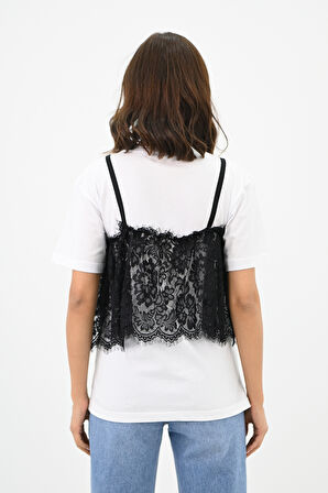 Kadın Dantel Detaylı T-shirt 1772-24