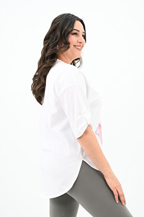 Kadın Büyük Beden Düşük Omuz Oversize T-shirt 1773-1-24