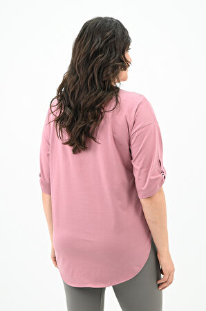Kadın Büyük Beden Düşük Omuz Oversize T-shirt 1773-1-24