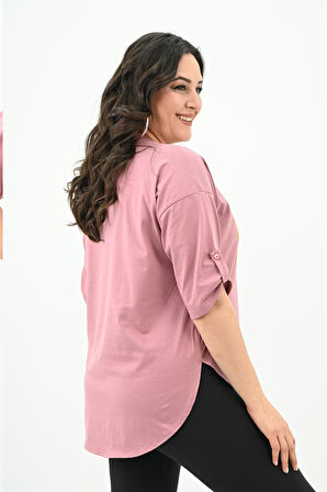Kadın Büyük Beden Baskı Detaylı T-shirt 1773-2-24