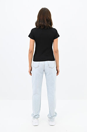 Kadın Taş İşlemeli Nakış Detaylı T-shirt 1774-25