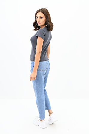 Kadın Taş İşlemeli Nakış Detaylı T-shirt 1774-25