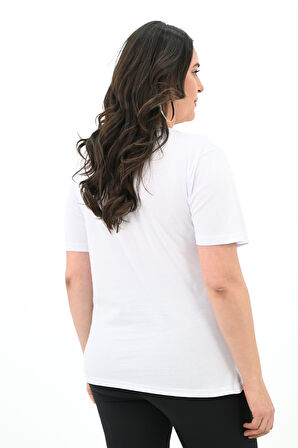 Kadın Büyük Beden Kiraz Baskılı T-shirt 1785-24