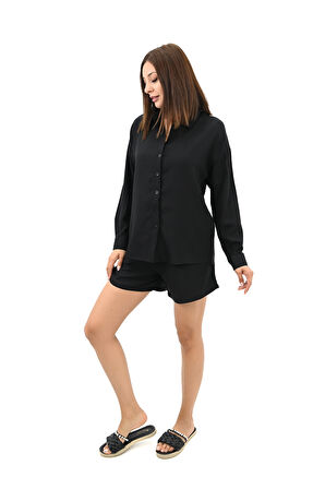 Kadın Uzun Kollu Gömlek Yaka İkili Takım 4096-25