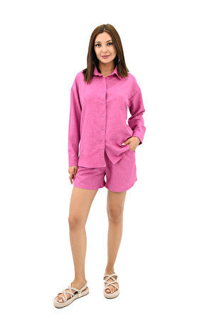 Kadın Uzun Kollu Gömlek Yaka İkili Takım 4096-25
